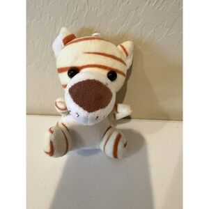 6" White Orange Striped Tiger Plush Stuffed Animal Small Toy Cute